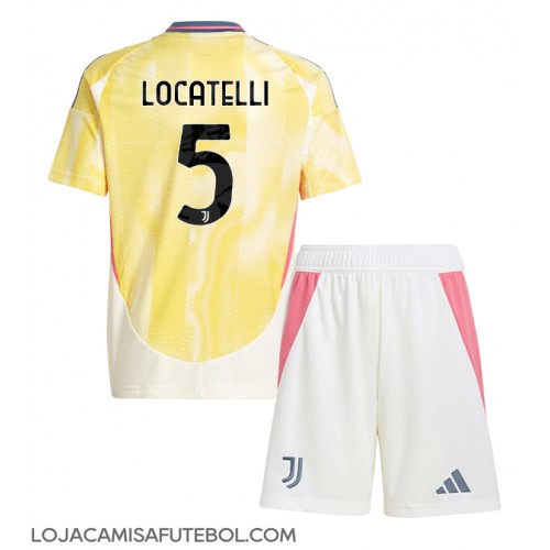 Camisa de Futebol Juventus Manuel Locatelli #5 Equipamento Secundário Infantil 2024-25 Manga Curta (+ Calças curtas)